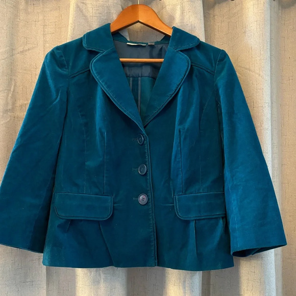 Halogen Blazer Size M Fine Corduroy Woman’s, 3 button front. Teal. Well made. - Picture 1 of 14
